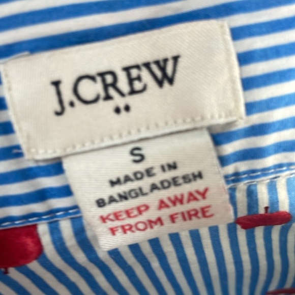 J. Crew Factory cotton pj top preppy striped apple print size smal - Picture 6 of 7